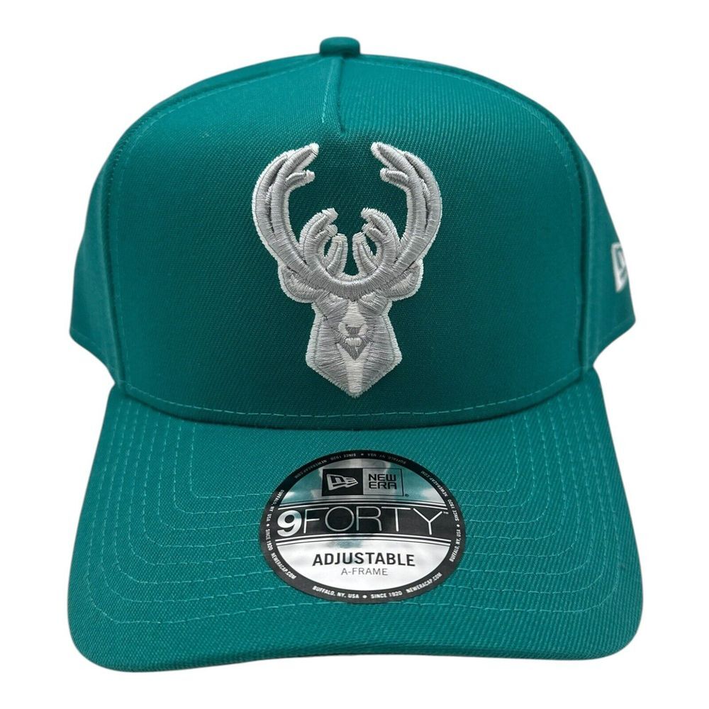 New Era 9Forty A-Frame Milwaukee Bucks Teal Snapback‎ Adjustable NBA Hat Cap